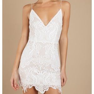 Tobi White Lace Spaghetti Strap Dress